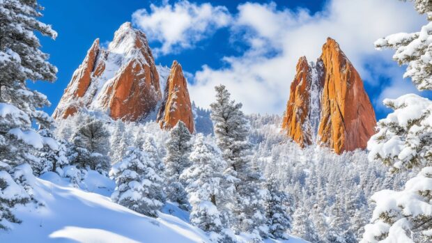 A winter scene in the Rocky Mountains Wallpaper.