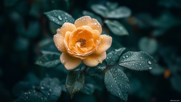 A yellow roses swaying gently in the breeze under a bright blue sky.