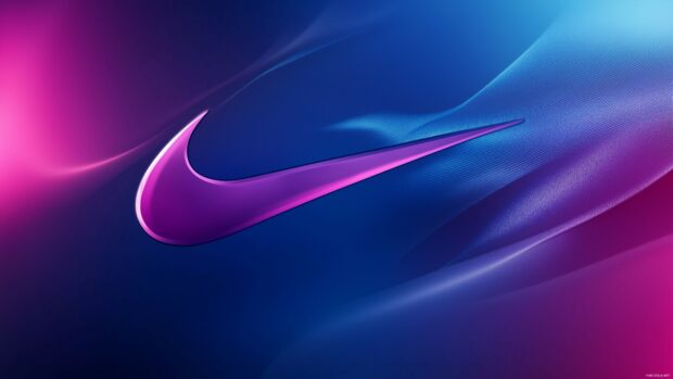 Abstract Nike 4K Wallpaper with a swoosh pattern integrated into a vibrant blue and purple abstract design.