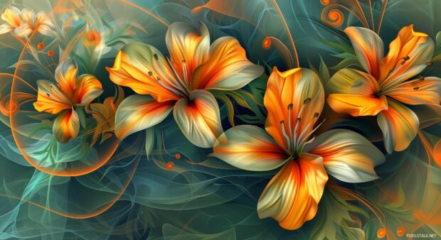 Abstract surreal flowers wallpaper HD 1080p.