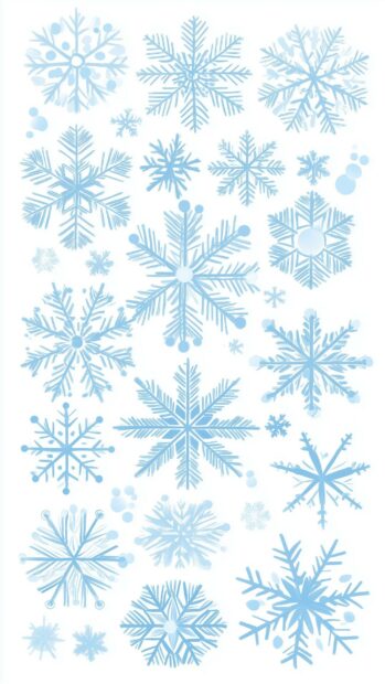 Aesthetic Christmas Background of cute snowflakes.