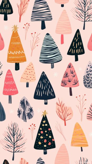 Aesthetic Christmas iPhone Wallpaper of minimalist Christmas trees.