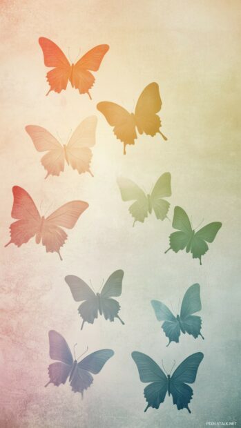 Aesthetic tile design of butterflies in soft pastel hues.