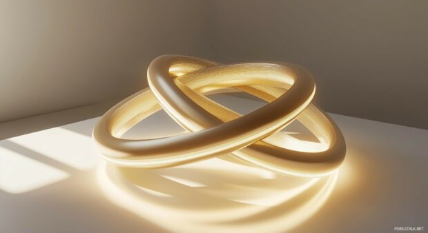 An elegant 3D background featuring a series of interlocking rings.