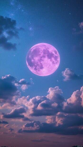 An elegant composition with a glowing purple moon.