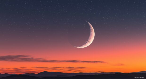 An elegant crescent Moon background for PC.