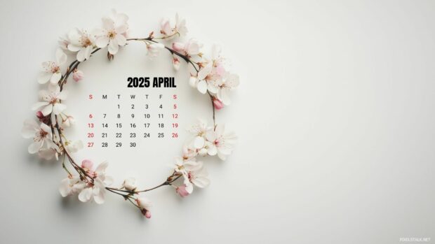 April 2025 Calendar Desktop Background 1.