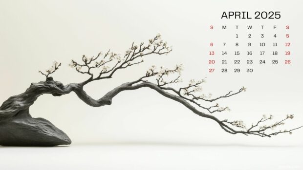 April 2025 Calendar Desktop Wallpaper 1.