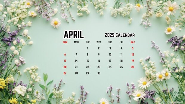 April 2025 Calendar Desktop Wallpaper 2.