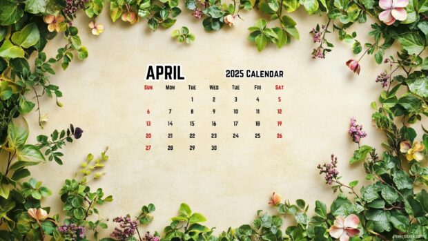 April 2025 Calendar Desktop Wallpaper 4.