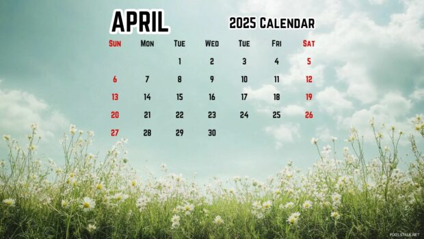 April 2025 Calendar Desktop Wallpaper Free download 4.