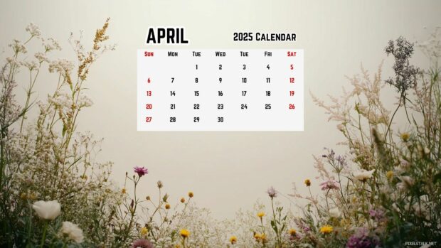 April 2025 Calendar Desktop Wallpaper HD 2.