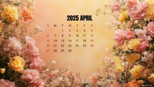 April 2025 Calendar Desktop Wallpaper HD 6.