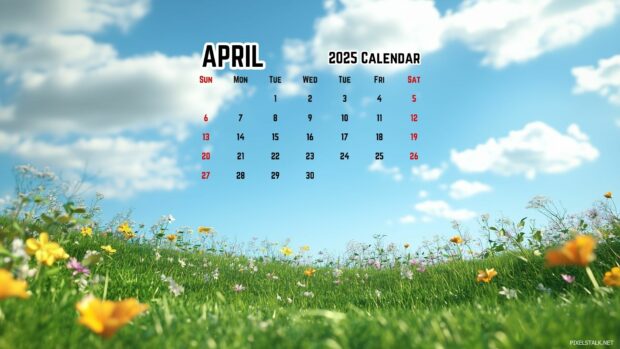 April 2025 Calendar HD Wallpaper for Desktop Windows 1.