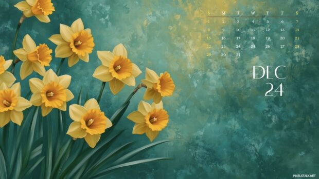 Beautiful December 2024 Calendar Desktop Background.