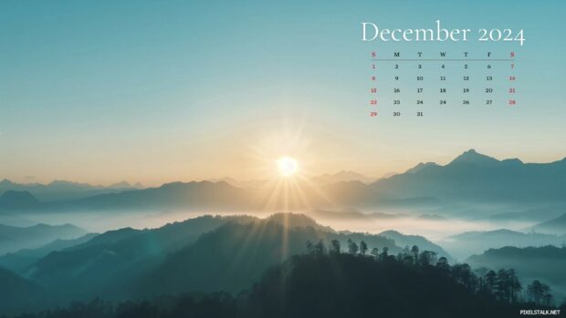 Beautiful December 2024 Calendar Desktop Wallpaper.