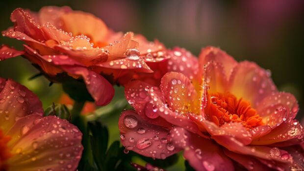 Beautiful Spring image with dew covered flowers.