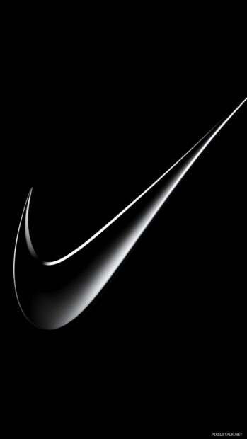 Black Nike logo in a subtle matte finish on a deep black background.