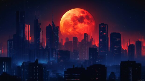 Blood Full Moon HD Desktop Wallpaper.