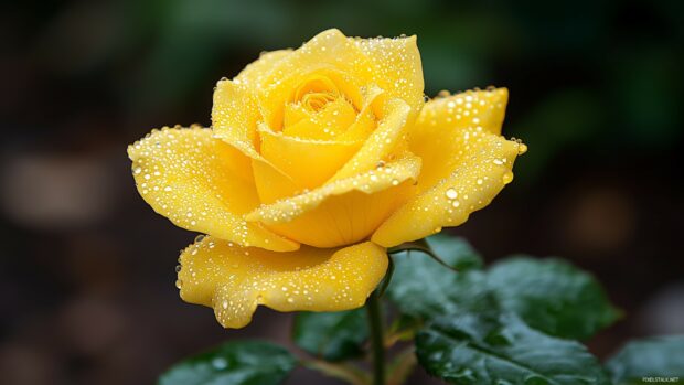 Blooming yellow rose desktop wallpaper.