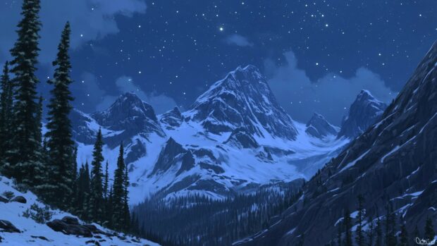 Blue Mountain ridges bathed in the cool of moonlight.