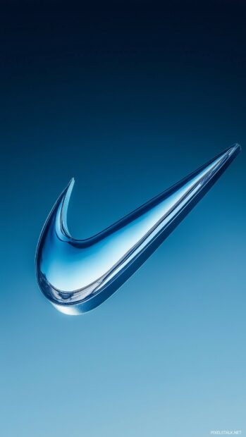 Blue Nike logo centered on a smooth gradient blue background, creating a modern and clean design.