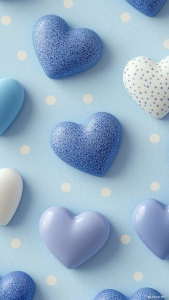 Blue hearts in various shades background.