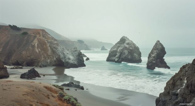 California beach 3D Nature Wallpaper.