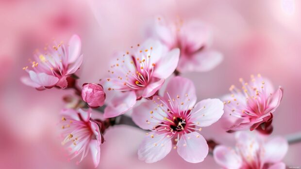 Cherry blossoms in full bloom in spring.