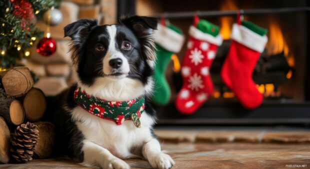 Christmas Dog Desktop Wallpaper.