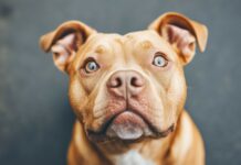 Close up of a Pitbull dog wallpaper HD for desktop.