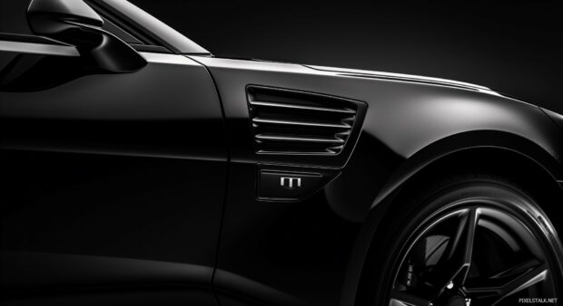 Close up of the sleek profile and side vents of a Camaro LT1, highlighting its modern styling.