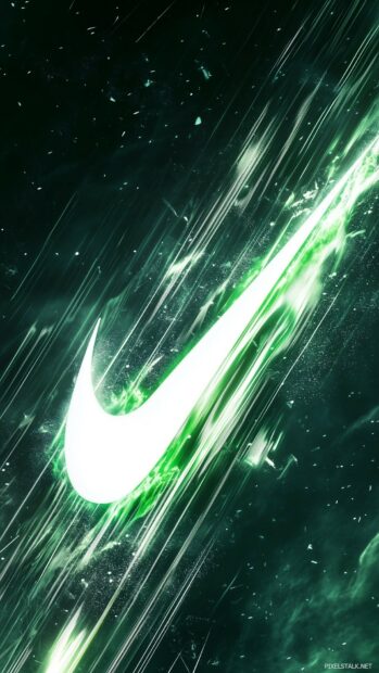 Cool Nike wallpaper with a large white swoosh on a deep green background.