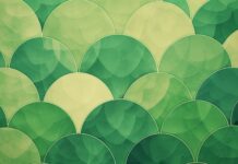 Cool green laptop wallpaper 4K with overlapping circles and abstract textures.