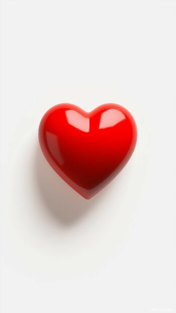 Cue Heart shape in bright red on a simple white background.