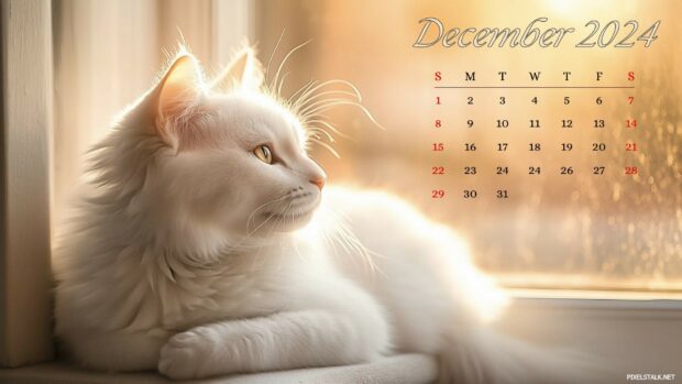 Cute December 2024 Calendar Desktop Wallpaper.