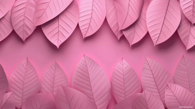 Cute pink autumn leaf patterns fading into a clean, light pink backdrop.