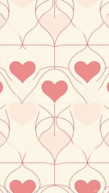 Cute pink heart pattern on a light blush background.