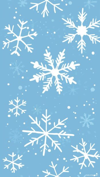 Cute snowflakes in various sizes and shapes, with soft shades of blue and white, creating a cozy winter vibe.