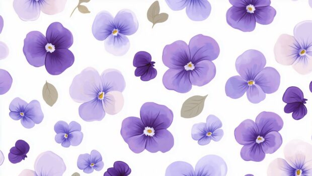 Cute violet flower laptop wallpaper with a playful design and cheerful violet blooms.