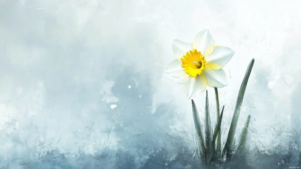 Daffodil watercolor wallpaper with cheerful and artistic watercolor effects.