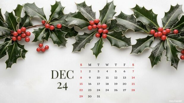 December 2024 Calendar Desktop PC Wallpaper.