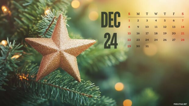 December 2024 Calendar Desktop Wallpaper.