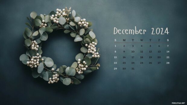 December 2024 Calendar Desktop Wallpaper for Christmas.