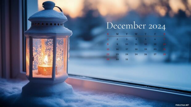 December 2024 Winter Calendar Desktop Wallpaper.