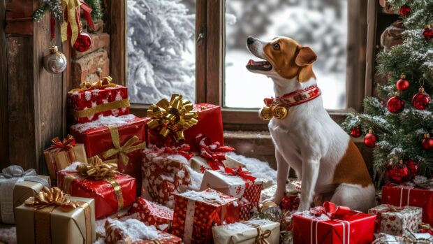 Dog HD Desktop Wallpaper in Christmas.