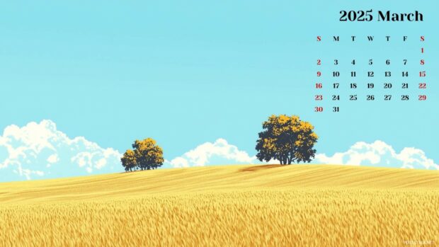 Download Free March 2025 Calendar Desktop Wallpaper HD 4.