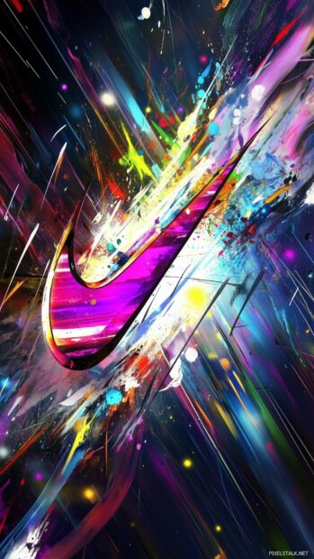 Dynamic Nike iPhone wallpaper featuring a swoosh logo integrated into an abstract graffiti inspired design.