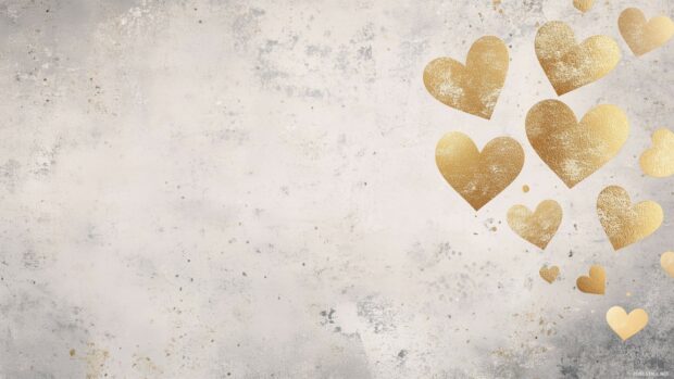 Elegant, gold foil hearts on a muted, textured background, providing a chic and sophisticated aesthetic.