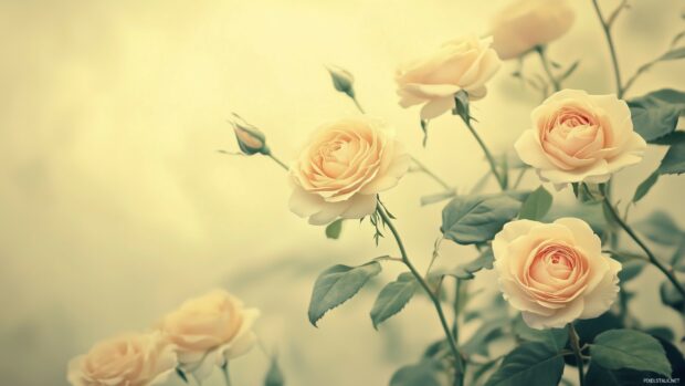 Faded yellow and cream roses on a light beige background.